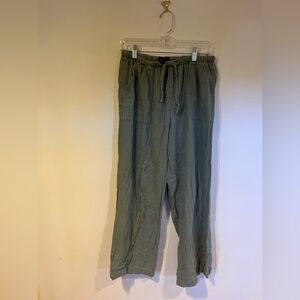 ELLOS WOMEN’S OLIVE GREEN LINEN TROUSERS, SIZE 12